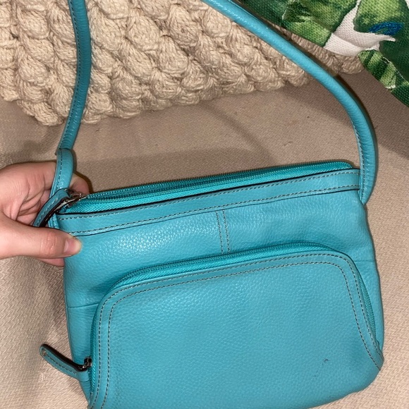 Teal purse with silk lining - Picture 5 of 5